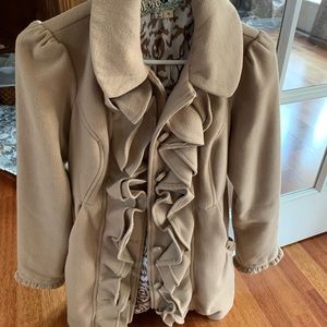 Juniors knee length camel colored coat size M